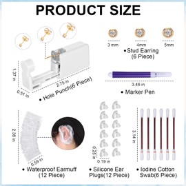 Ear Piercing Kit Gold, at Home Self Disposable Ear Cartilage Professional Piercing Gun Earrings Kit Needle Tools Set, Earrings For Piercing Essential Supplies for Pierced Ears at Home by Yourself