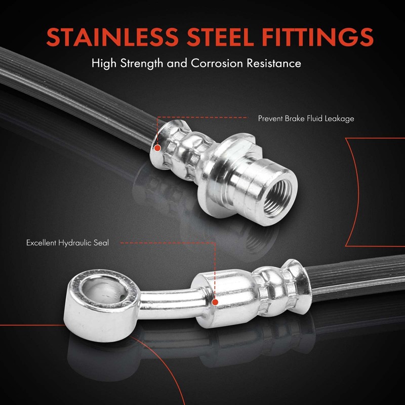 A-Premium Front Driver and Passenger Brake Hydraulic Hoses Compatible with