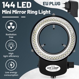 Jevina 144 LED Microscope Ring Light 0-100% Adjustable Lamp for Microscope Ring Lighting