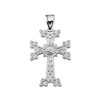Sterling Silver Eternity "Khachkar" Armenian Cross Pendant Necklace (Small) 20"
