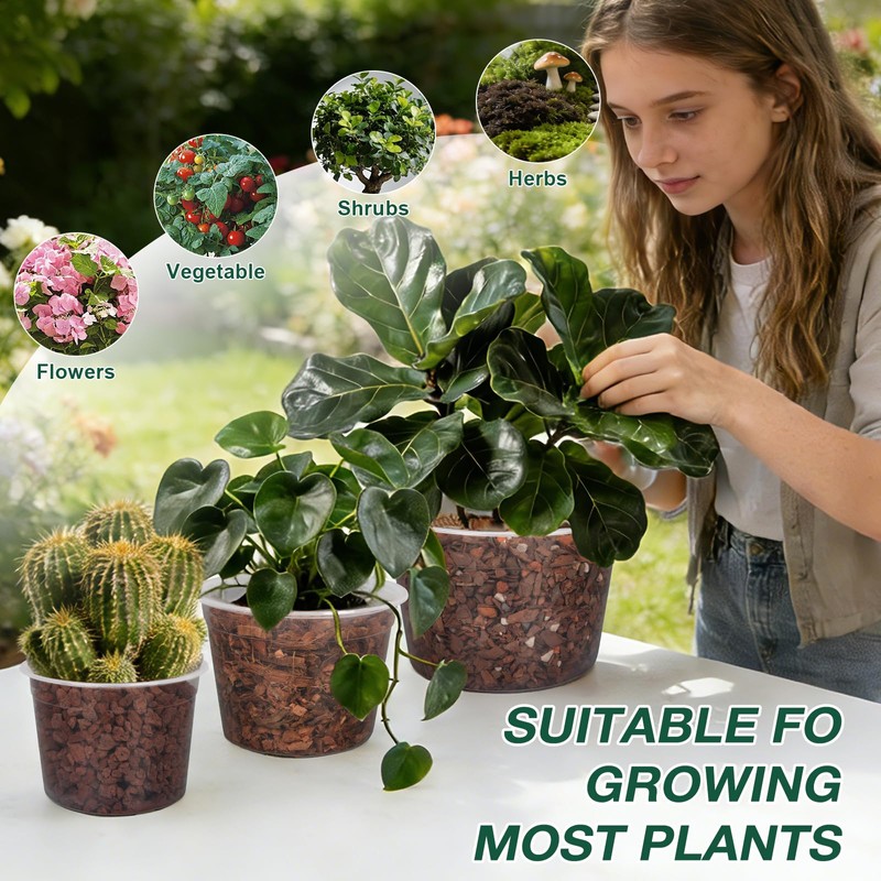 GUGEMEI 12/10/8 Inch Clear Nursery Pots with Drainage Holes, 12
