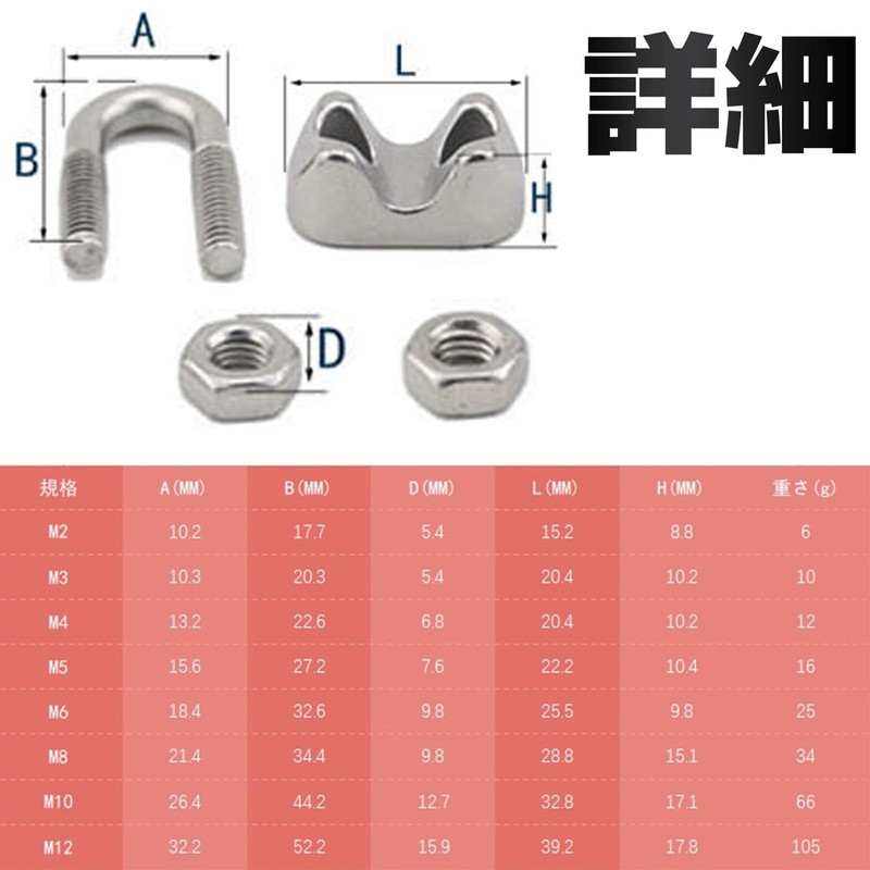 DOUSYU SUS304 M2 M3 Wire Clips, 0.08 inch (2 mm),