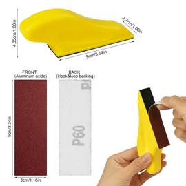 URAQT Sandpaper, 131 pieces sandpaper with hand sanding block, sanding sheets, for automotive sanding finishing, multiple granularity 40/60/80/100/120/150/180/240/320/400/600/800/1000