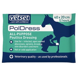 VetSet PolDress Horse Hoof Poultice | Vet-Approved Dressing for Wounds, Abscesses, Swellings & Hoof Conditions | Use Hot, Cold or Dry | 40cm x 20cm