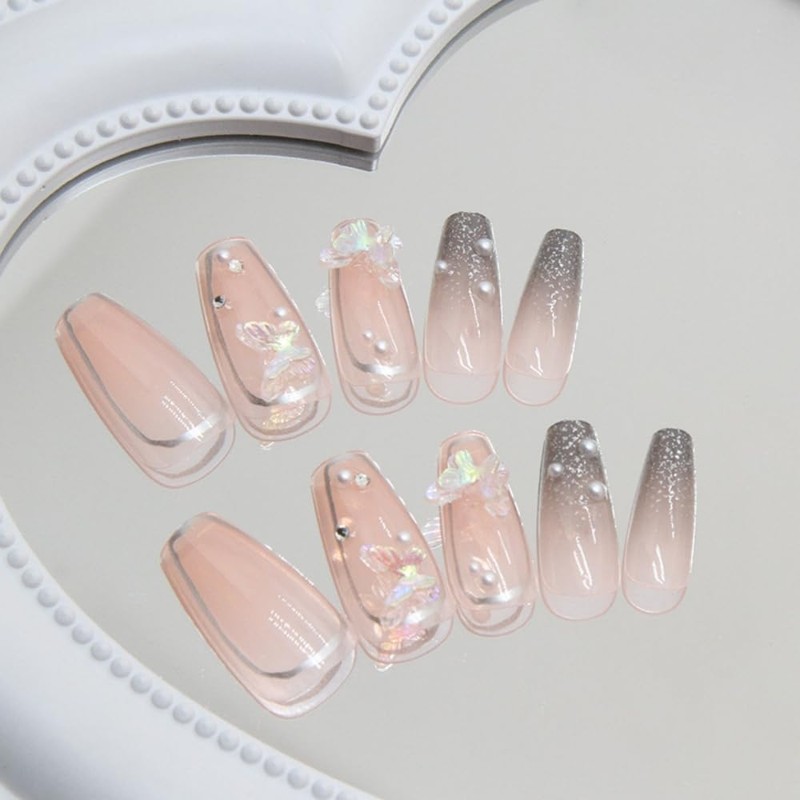 Domiya Z838 Nail Tips, 24 Pieces, Short, Summer, Popular, Japanese
