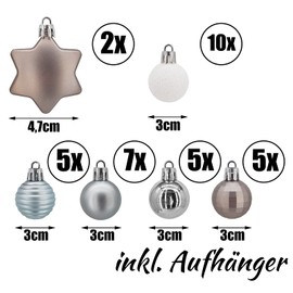 Christmas Baubles Set of 33 Christmas Decoration - Christmas Tree Baubles - Shatterproof and Shockproof - Christmas Tree Decoration Diameter 3 cm Tree Decoration Christmas Decoration -