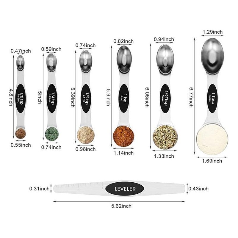 7-Piece Magnetic Measuring Spoons Set – Dual-Sided Stainless Steel, Small