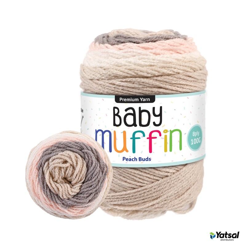 Yatsal Premium 8-Ply Baby Muffin Knitting Yarn 100 g, Peach