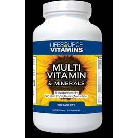 LifeSource Vitamins Multi Vitamin & Minerals 180 Tabs 71 Whole Food Ingredients
