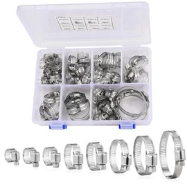 70-Piece Stainless Steel Hose Clamp Assortment Kit 1/4"-2"(6-51mm) - Corrosion-Resistant Worm Gear Clamps for Automotive, Plumbing, Fuel Lines, Ducting & Mechanical Applications with Storage Box