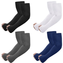UV Sun Protection Arm Sleeves for Men Women with Thumb Hole, Tattoo Cover Up, Mid-Compression Cooling Athletic Sports Sleeve