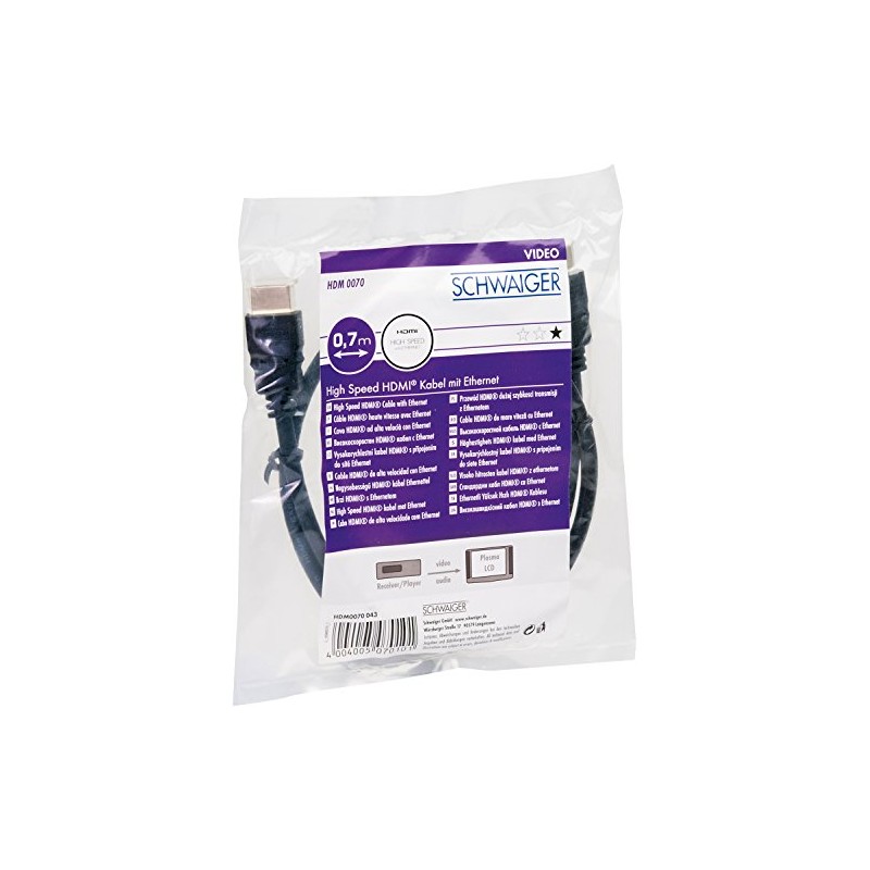 Schwaiger HDM0070 043 Cable HDMI STRAIGHT Connecting Cable – Black