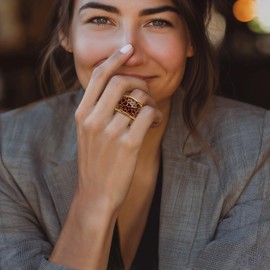 Ross-Simons Italian Red and Pink Enamel Heart Ring in 18kt Gold Over Sterling. Size 6