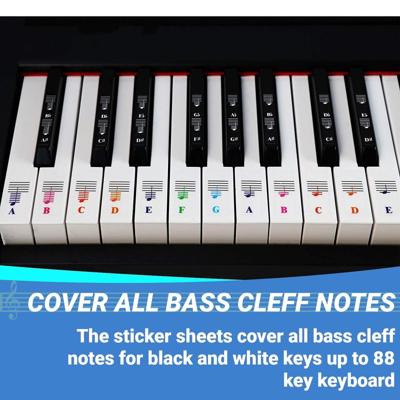 QMG Color Piano and Keyboard Music Note Full Set Stickers