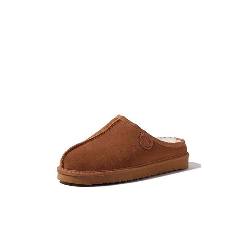 Fireside by Dearfoams Women's Greta Shearling Indoor/Outdoor Clog Slipper, Chestnut,