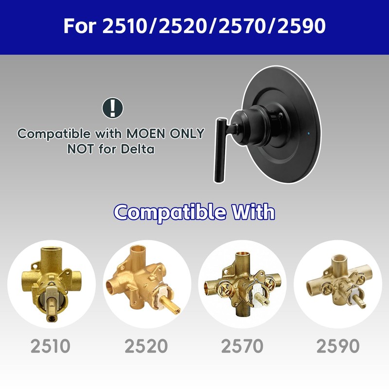 PlumFix Shower Handle Replacement for Moen 2510/2520/2570/2590 Bathtub Valve, Bath