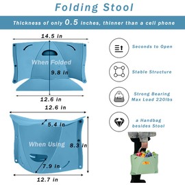 koofull Foldable Portable Outdoor Stool, Thickness of 0.5 in, Quick Opens for Camping Hiking Picnic Fishing Subway, Lightweight Mini Folding Travel Potty Stool, Footrest for Air Travel Yellow