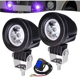 X-STYLE 10W Motorcycle Fog Lamp, Blue LED Headlight, Auxiliary Light, 12 V, 24 V, High Brightness, Waterproof, Long Life, Shockproof, General Purpose, Car Exterior Light, Blue, Round, Narrow Angle,