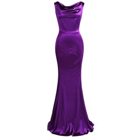 MUXXN Women's 30s Brief Elegant Bridesmaid Mermaid Evening Dress (S, Purple)