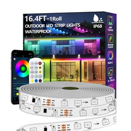 httpsmp 16.4FT Outdoor LED Strip Light Waterproof,IP68 Outside RGB+IC Light Strip with App/Remote Control,Chase Mode,Music Sync Light for Balcony,Deck,Rooftop,Garden,Pool