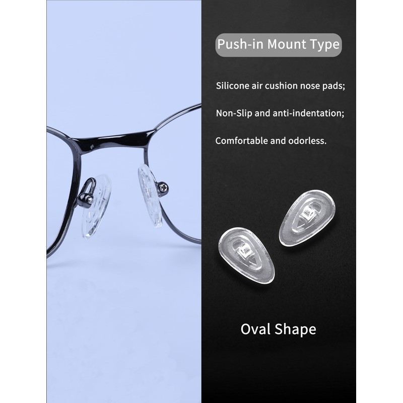 Combine8 Eyeglass Nose Pads, 6 Pairs Clear Soft Silicone Anti-Slip