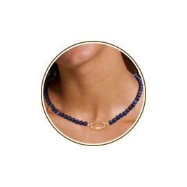JSJOY Sapphire Necklace Lapis Lazuli Beaded Necklaces for Women Auntie Gift Ideas Dainty Crystal Necklaces for Women Sister Birthday Gifts Summer Jewelry Mothers Day Gift