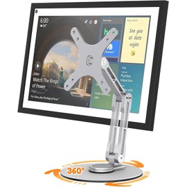 EWIGE Stand for Show 15, TV Monitor Stand Holder 360° Rotation Function for VESA 100 x 100, 75 x 75 mm Aluminium (Silver)