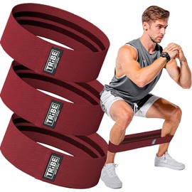 Fabric Resistance Bands for Legs - Workout Bands Resistance Bands for Men and Women - Booty Bands for Working Out - Exercise Bands Resistance Bands Set - Elastic Bands for Exercise (Red)