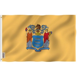 Anley Fly Breeze 3x5 Foot New Jersey State Flag - Vivid Color and Fade Proof - Canvas Header and Double Stitched - Newjersey NJ Flags Polyester with Brass Grommets 3 X 5 Ft