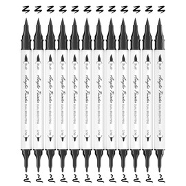 Mogyann Black Paint Pen, 12 Pack Acrylic Paint Markers for Canvas, Wood, Stone, Ceramic