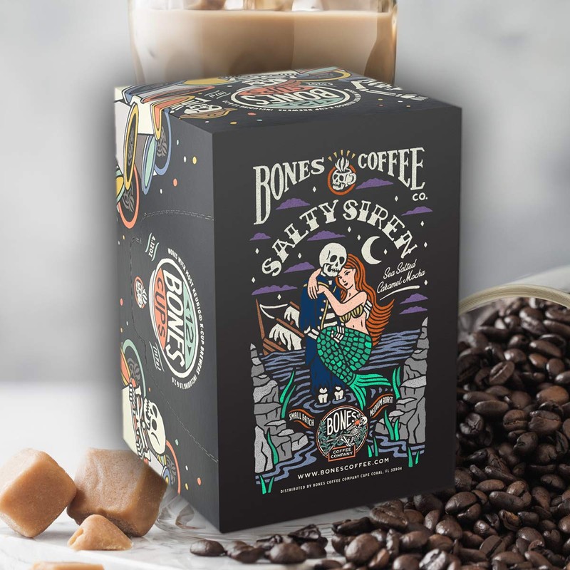 Bones Coffee Company Flavored Coffee K Cups, Salty Siren -