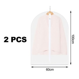 Pack of 2 Suit Garment Bags, Mothproof, Garment Cover, Garment Cover, Garment Bag, Garment Cover, Garment Bags with Zip, Transparent, Breathable, 60 cm x 100 cm