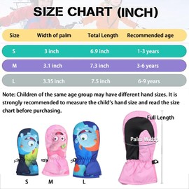 HNGEMSY Waterproof Kids Mittens Toddler Winter Cold Weather Thermal Fleece Lined Warm PU Palm Gloves Snow Ski Glove for Age 1-9 Boys Girls Baby Skiiing Snowboarding Cycling Running (Blue, L（Age7-9）)