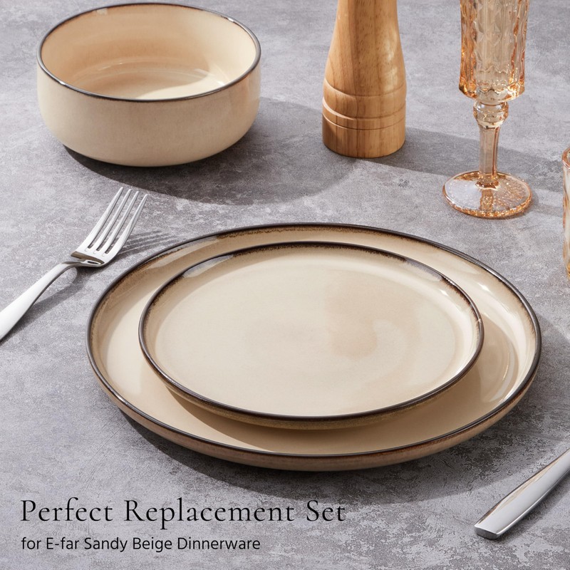 E-far 10.5” Ceramic Dinner Plates Set of 6, Large Reactive