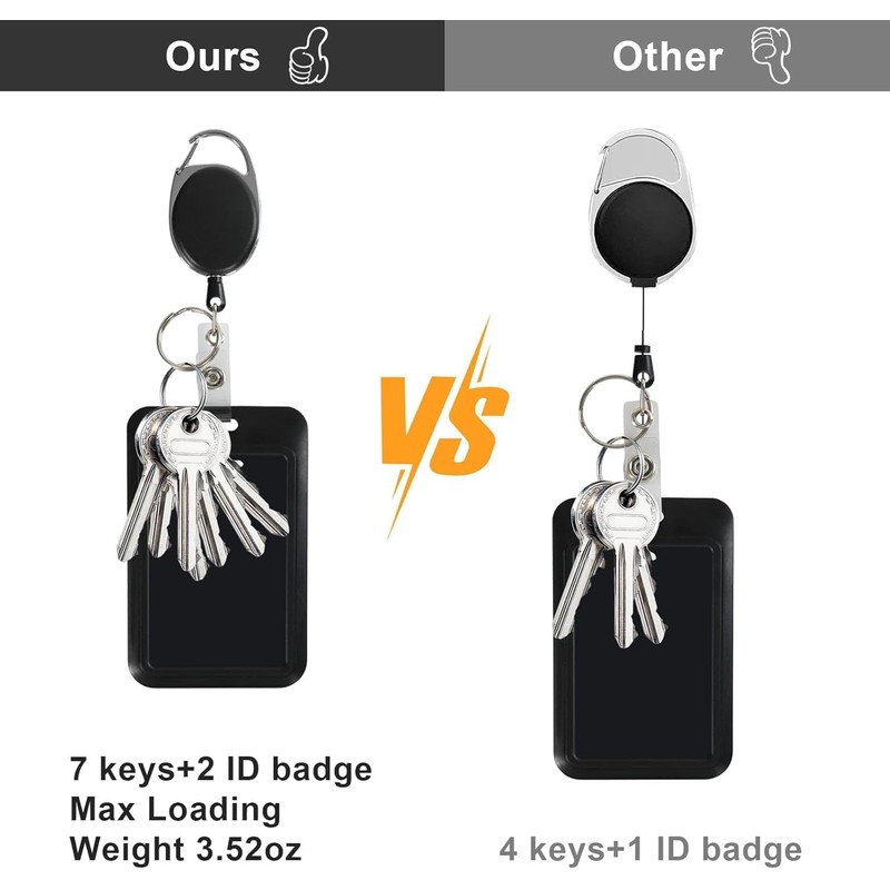 Retractable Badge Reel Heavy Duty Detachable Lanyard ID Card Holder