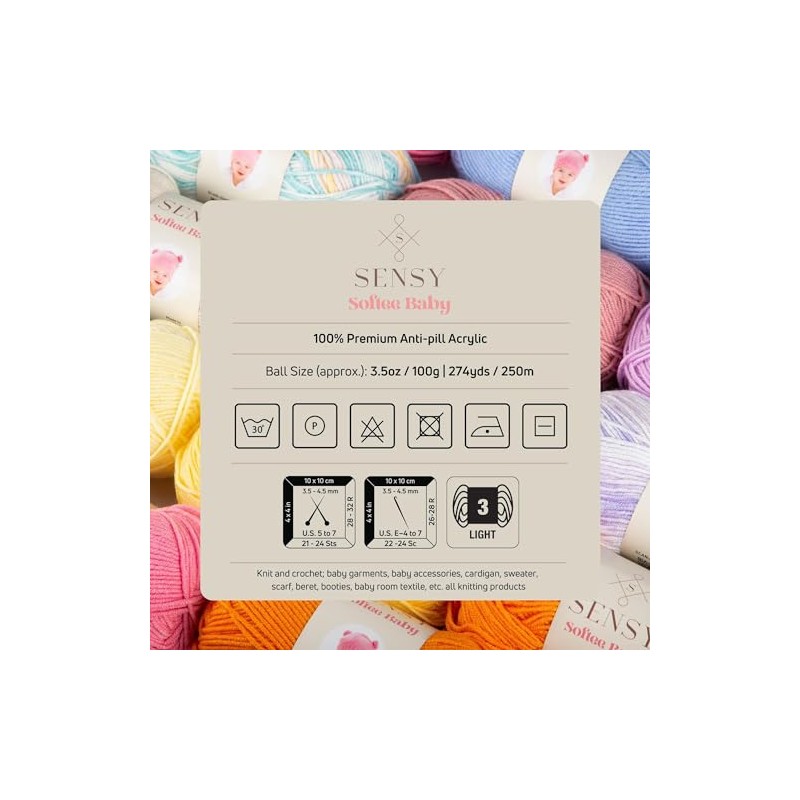 10 Skeins of Sensy Softee Baby Yarn, 3.5 oz, 275