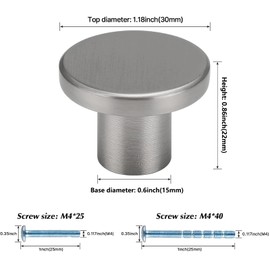 LONTAN 12 Pack Brushed Nickel Door Knobs Kitchen Door Knobs Round Cabinet Drawer Hardware Aluminum Alloy for Cupboard Wardrobes Furniture