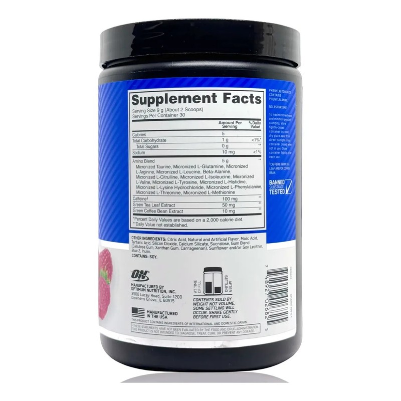 Amino Energy Aminoácidos Sabor Mora Azul 30 Serv. Optimum Nu