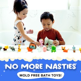 Mold Free Bath Toys for Babies and Toddlers, No Hole Bath Toys, Non Squirting Bath Toys no Mold for Tub, Beach, Pool, BPA-Free, Safe, Fun Infant Baby Bath Toys No Holes 0 1-3 6 12 18 Month