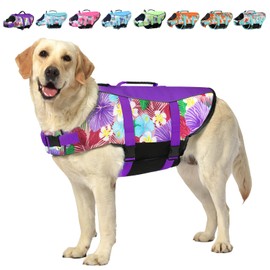 Fragralley Dog Life Jacket Vest Swimming Adjustable Puppy Life Vests, Ripstop Life Jackets for Small Medium and Large Dogs High Visibility Flotation with Rescue Handle for Water Swim Boating HuntingL