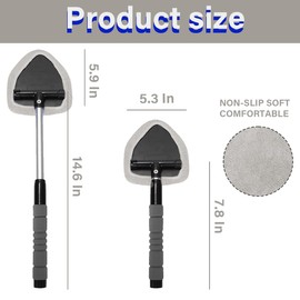 Windshield Cleaning Tool, Car Window Cleaner with 4 Washable Reusable Microfiber Pads, Extendable Long Handle Glass Wiper Cleaning Kit, Auto Accessories Universal for Office and Home (Gray)