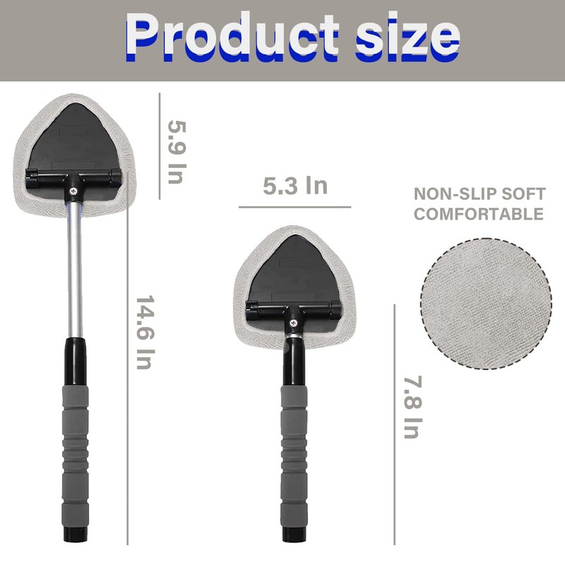 Windshield Cleaning Tool, Car Window Cleaner with 4 Washable Reusable