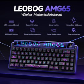 CORBOBO X LEOBOG AMG65 Wireless Mechanical Keyboard, 60% Hot-Swappable Keyboard, RGB Backlight, with Dot Matrix RGB LED Screen, TFT Screen, Thermal Sublimation Keycaps, Bluetooth /2.4G/USB-C