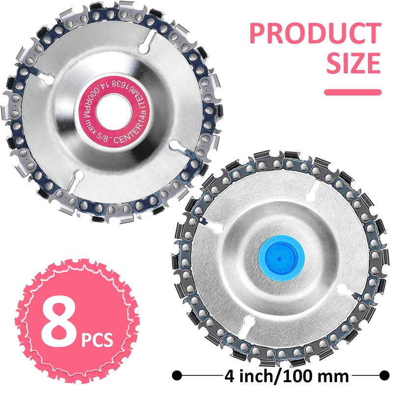 Newwiee 8 Pcs 5/8 Inch Wood Carving Chain Disc 4