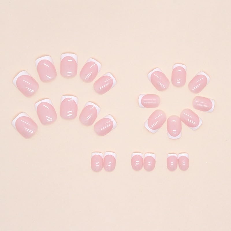 JUSTOTRY Pack of 24 Pink Nails for Gluing, Short, White