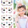 10 Pcs Easter Bunny Face Stickers - Glitter Temporary Face