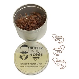 Butler in the Home 100 Count Otter Brown Shaped Paper Clips Office Gift in Round Tin with Lid