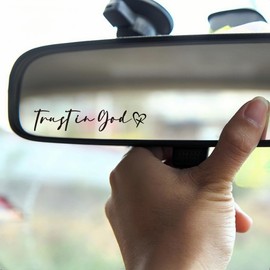 3 x Trust In God Car Stickers, Car Accessories For Women, Motivational Mirror Decals, Vinyl Car Window Decals, Self Affirmation Car Decor, Car Decals for Rearview Mirror(Black)