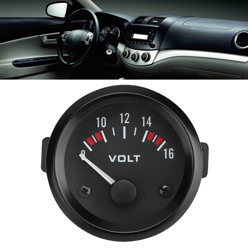 Aramox 12V Car Universal Voltmeter 52mm/2in Voltage Meter Gauge Black