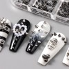 Velvoria 6 Grid Metallic Rivets Punk Nail Charm, 3D Gothic